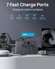 DaranEner closeup of ports highlighting multiple USB and DC outputs for versatile charging