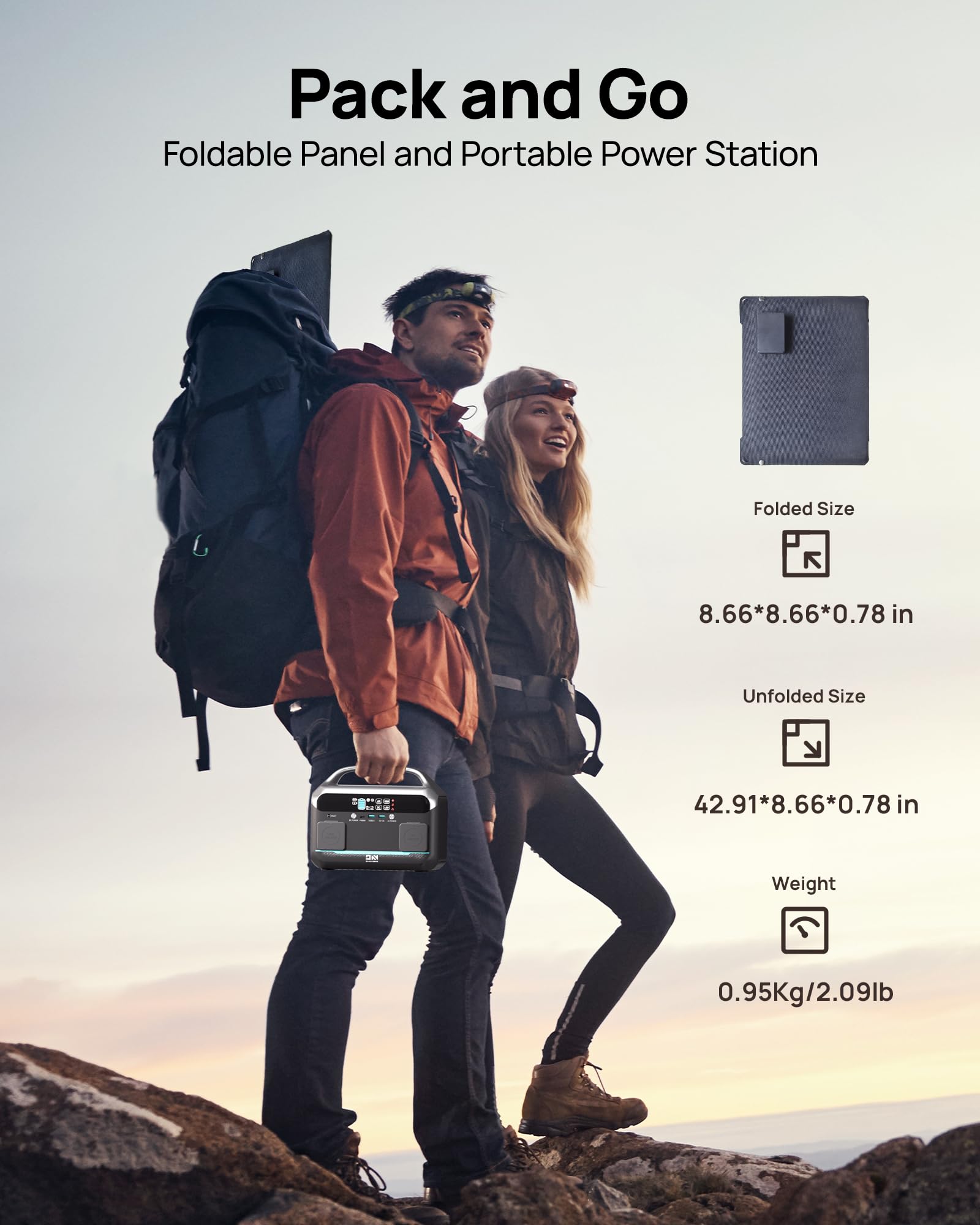 DaranEner panel next to water bottle to show scale and easy carrying convenience