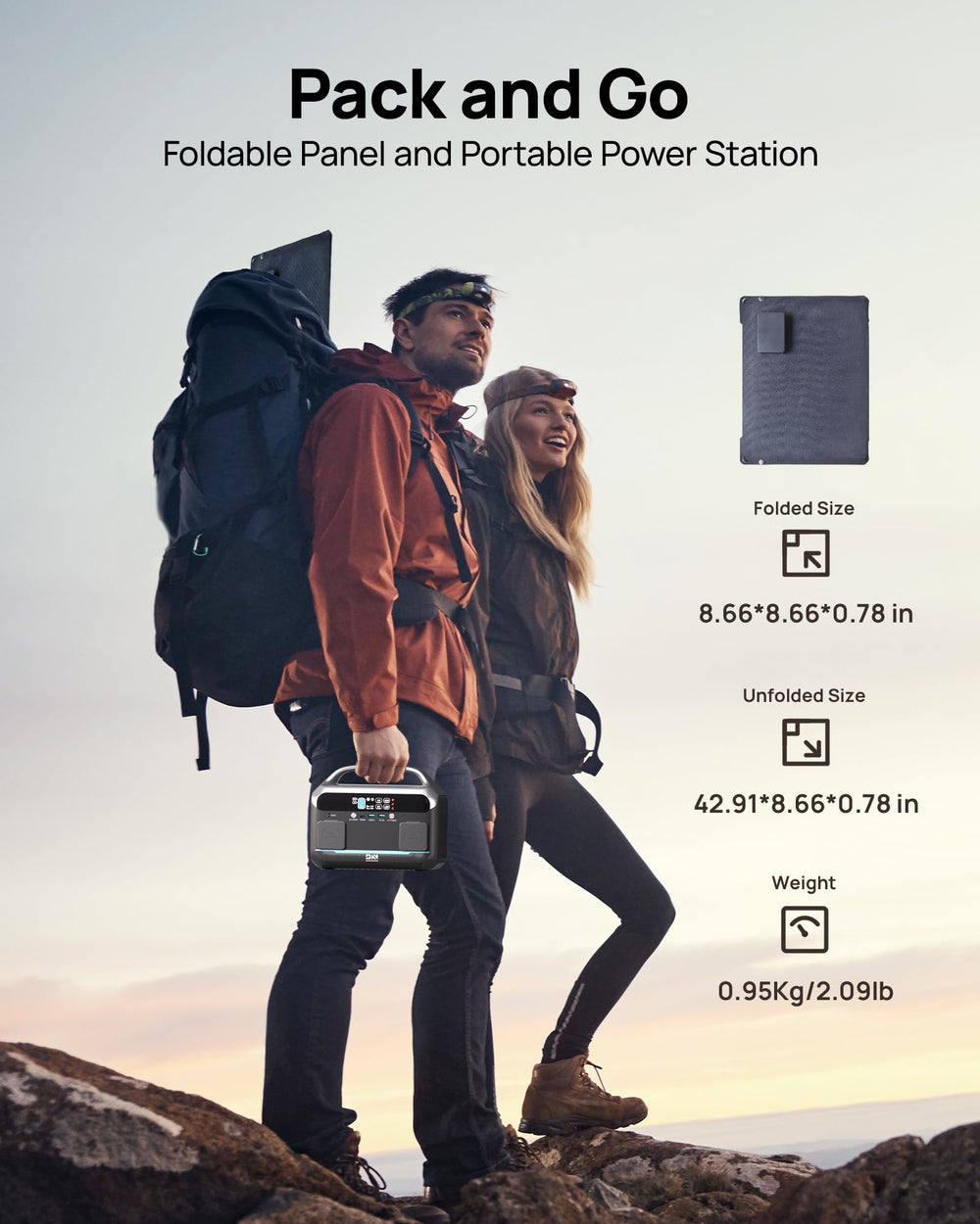 DaranEner panel next to water bottle to show scale and easy carrying convenience