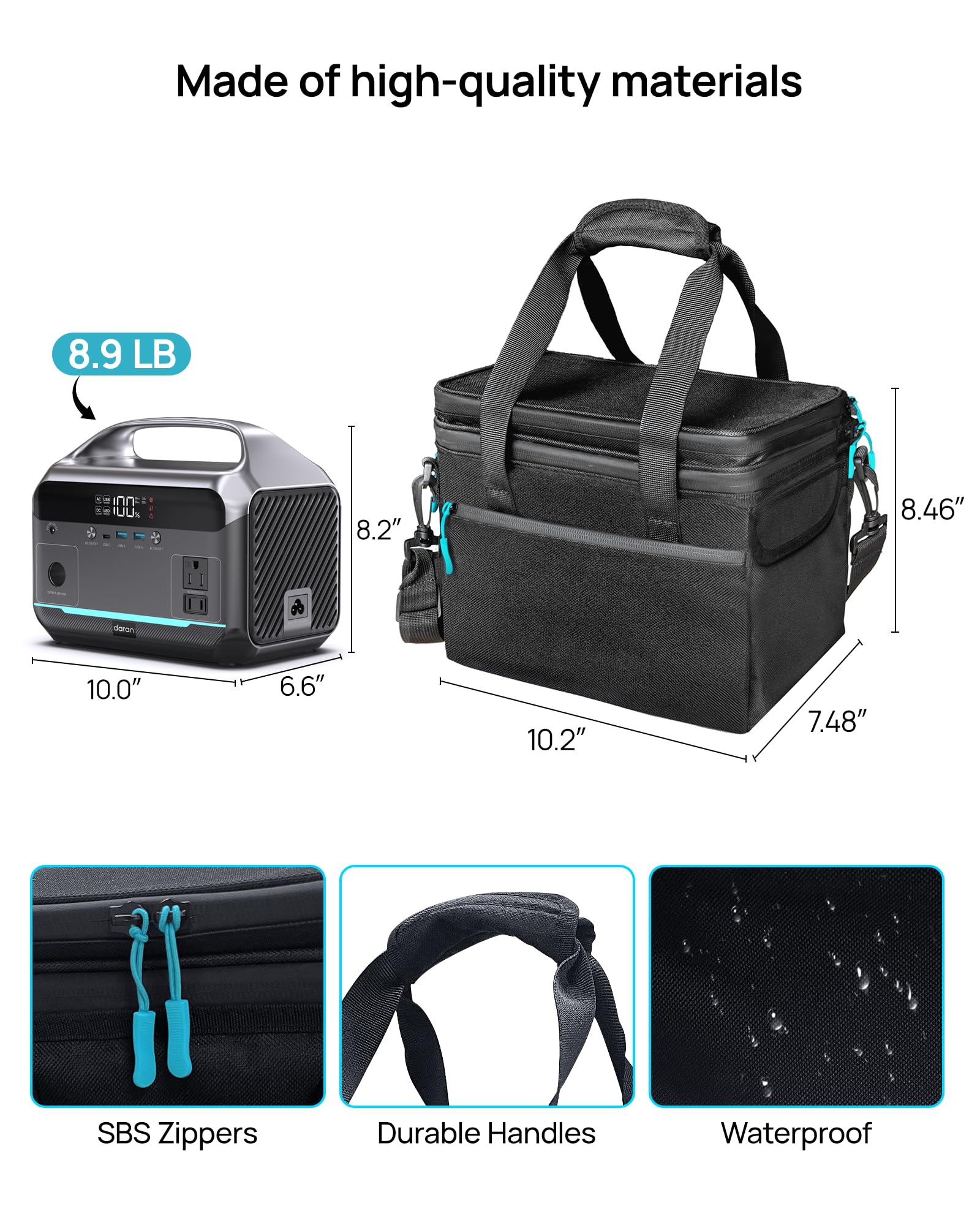 DaranEner next to backpack to show compact size and easy portability