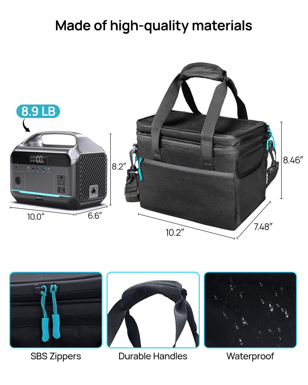 DaranEner next to backpack to show compact size and easy portability