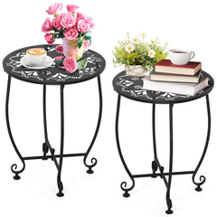 DARCKLE front view of two black side tables showing compact design and finish