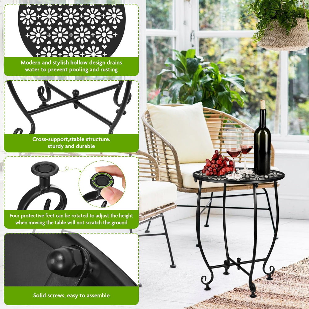 DARCKLE side table in patio scene holding drinks showing outdoor usability