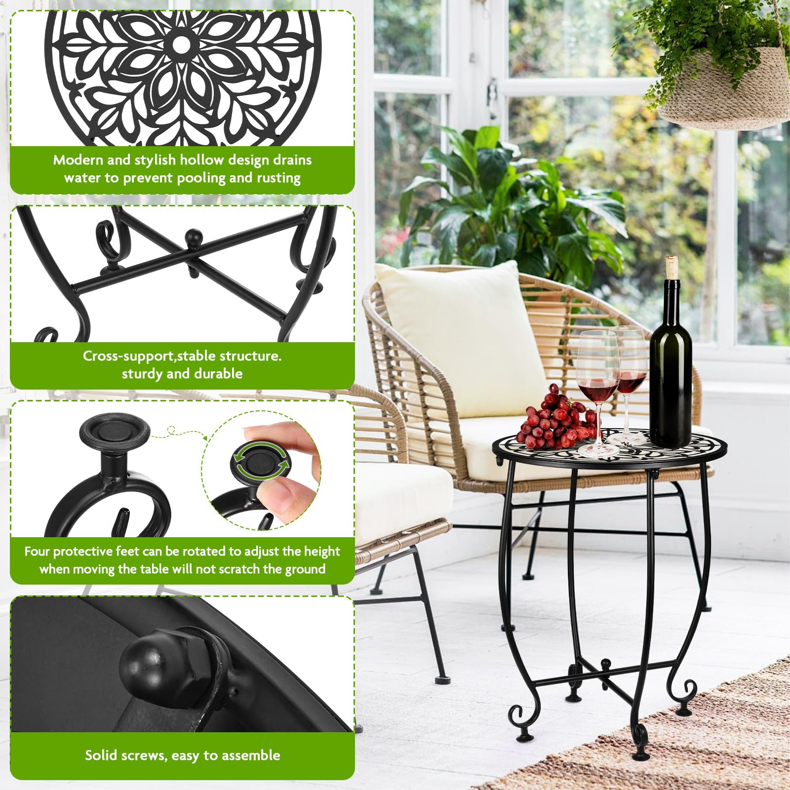DARCKLE table holding potted plant on patio illustrating decorative plant-stand use