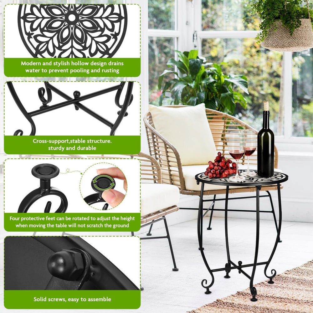 DARCKLE table holding potted plant on patio illustrating decorative plant-stand use