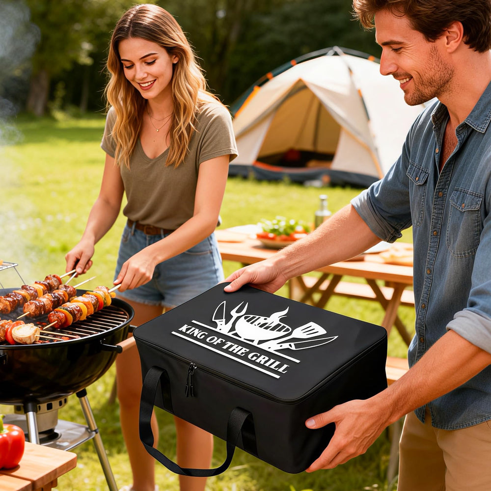 dark swan at outdoor tailgate keeping meat warm and mess-free for easy serving benefit
