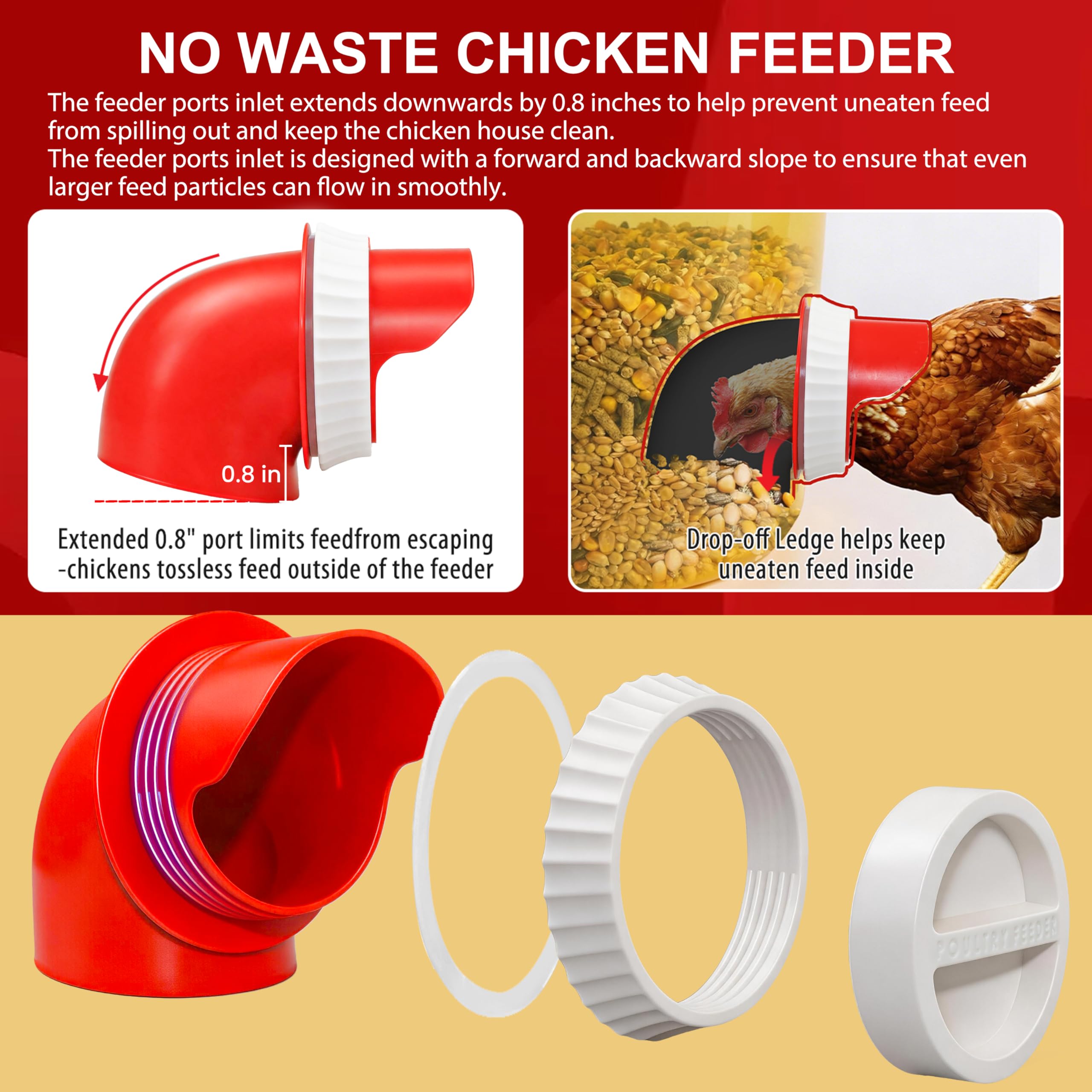 Darnefen feeder in a chicken coop with hens using ports benefits tidy, accessible feeding