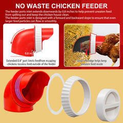 Darnefen feeder in a chicken coop with hens using ports benefits tidy, accessible feeding