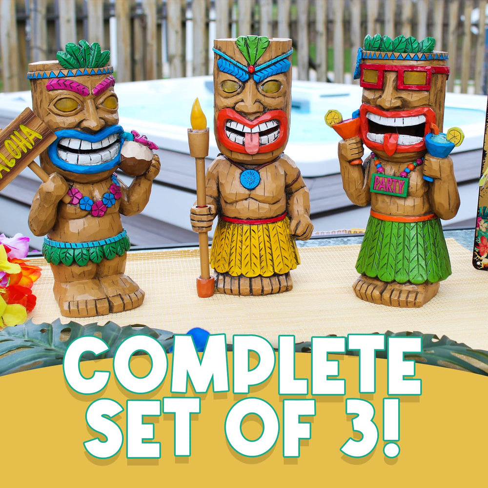 Darware tiki staked along pathway guiding guests with soft illumination