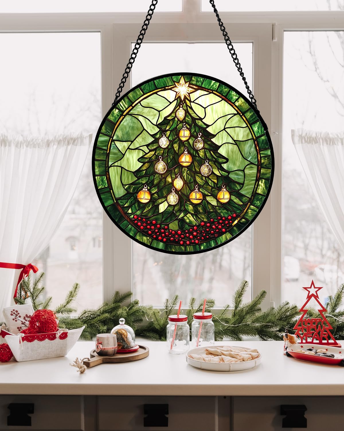 DASTOLL colgante en ventana con luz, crea reflejos y colores vivos