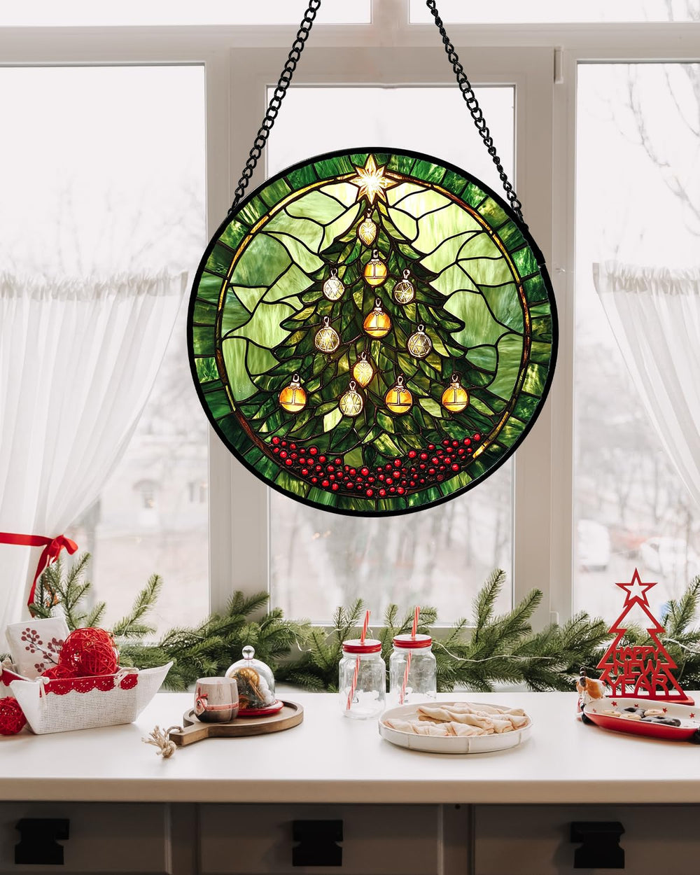 DASTOLL colgante en ventana con luz, crea reflejos y colores vivos
