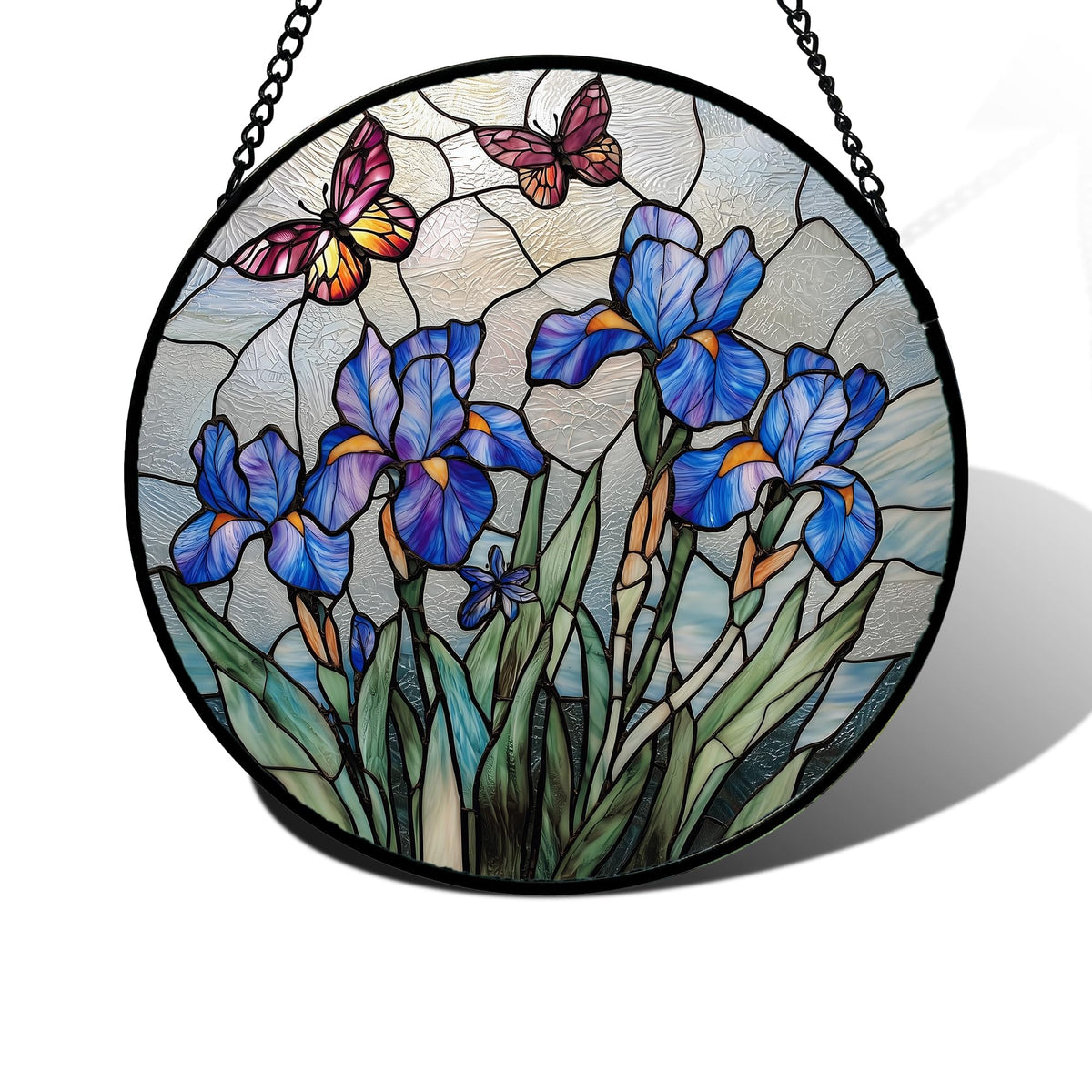 DASTOLL front view showing blue iris and butterfly, enhances window color