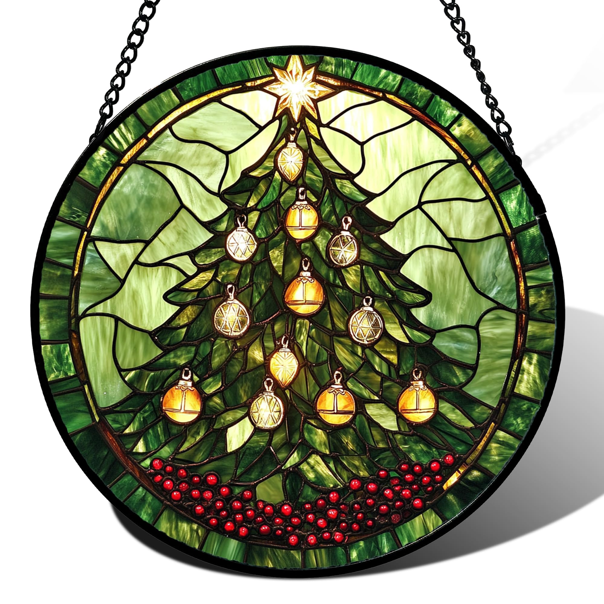 DASTOLL vista frontal del árbol verde con campanas, añade ambiente festivo