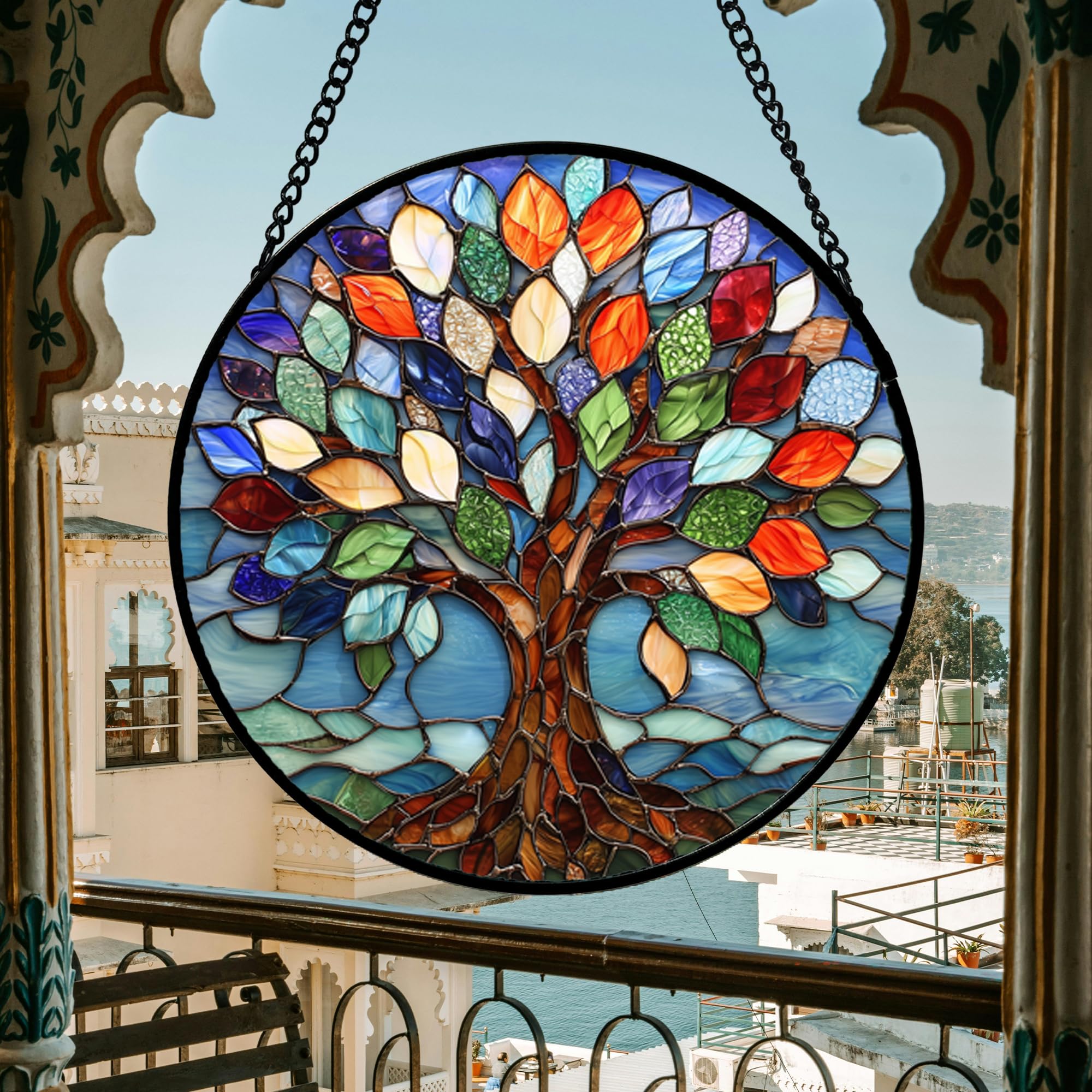 DASTOLL suncatcher hanging in window creating colorful room accents