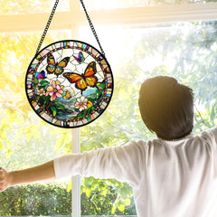 DASTOLL displayed in sunlit window casting colorful reflections indoors