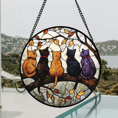 DASTOLL suncatcher in window with sunlight streaming benefit: enriches room with colorful light