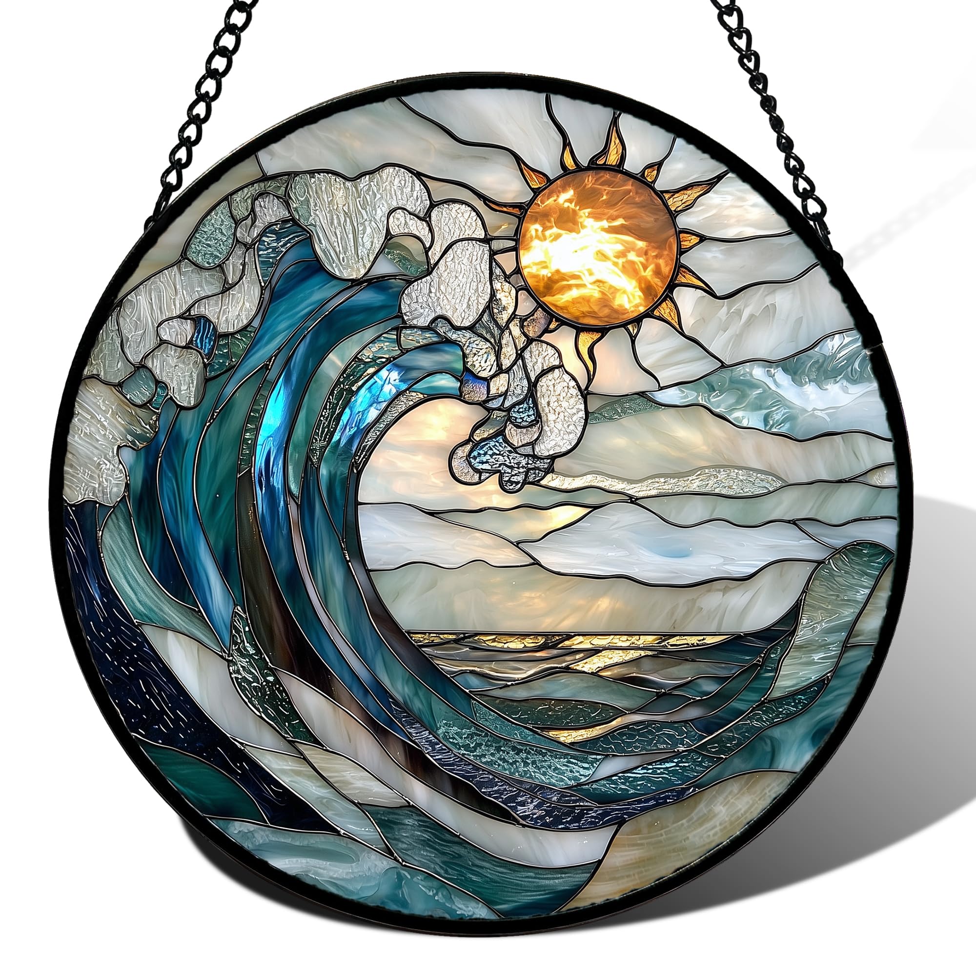 DASTOLL vista frontal del panel con olas azul y blanco ilumina ventanas