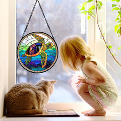 DASTOLL turtle hanging in window casting tones benefit cheerful interior lighting