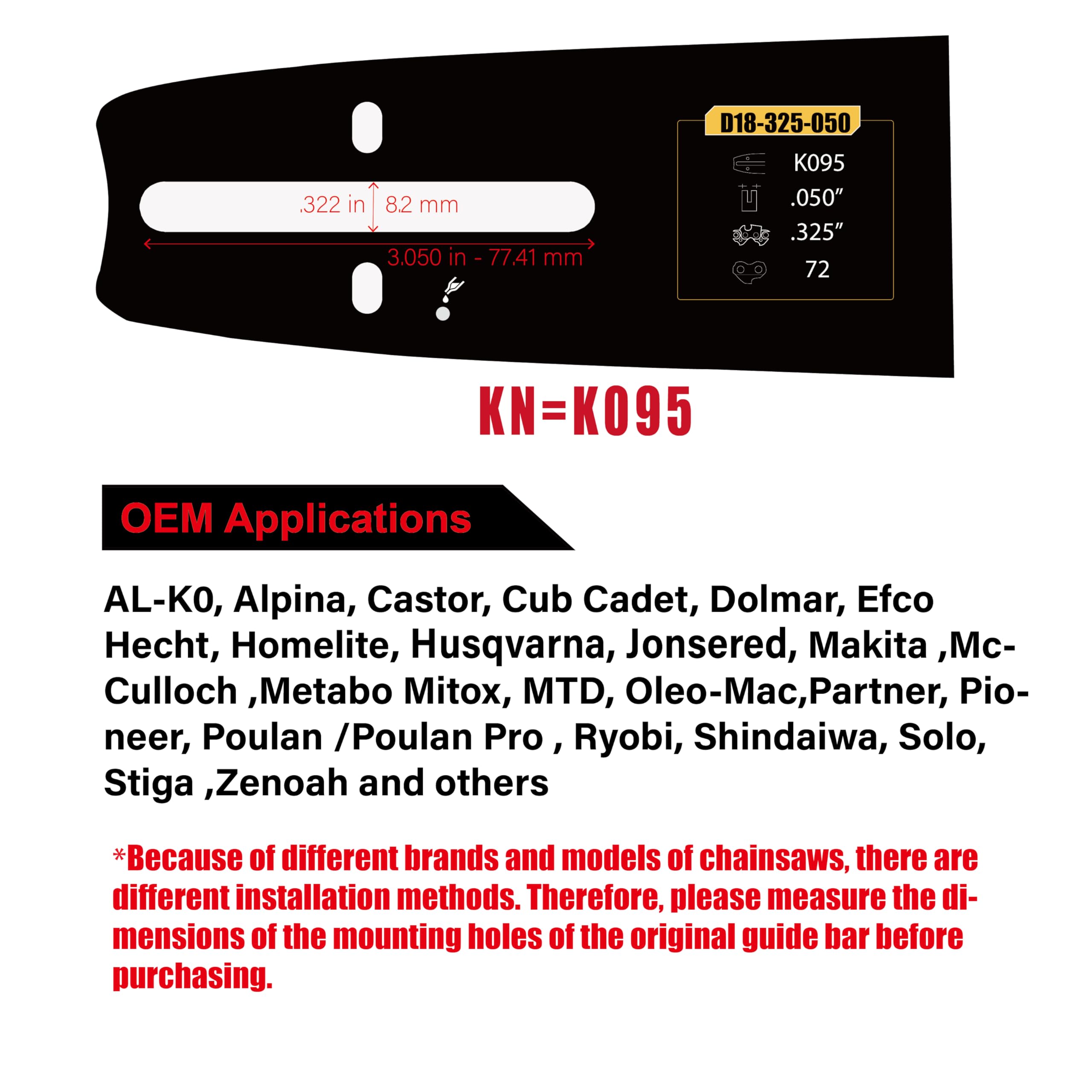 DatsenAAA chain next to caliper showing .325 inch pitch and .050 inch gauge accuracy