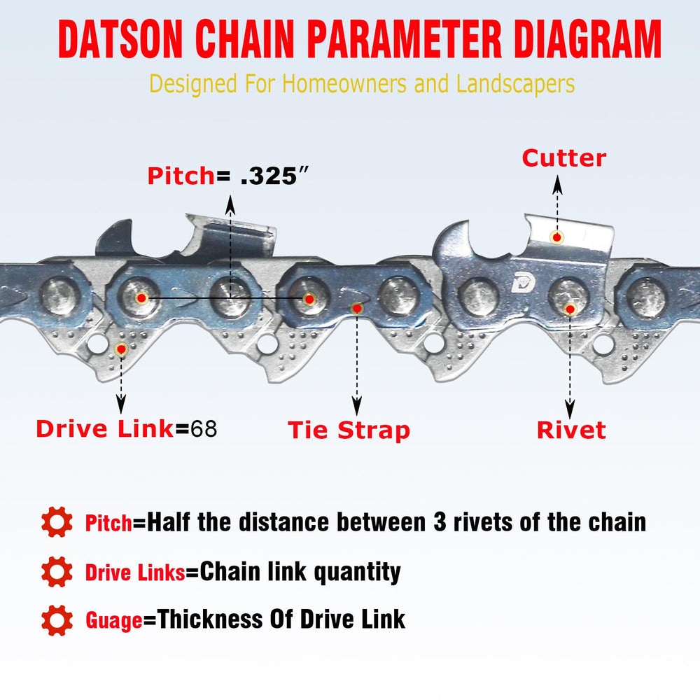 DatsenAAA chain tooth texture close-up showing sharp chrome-plated edges for longer life