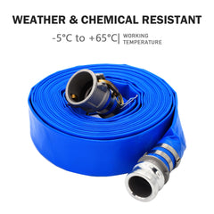 DAVCO hose connected to pool pump discharging water for efficient backwash