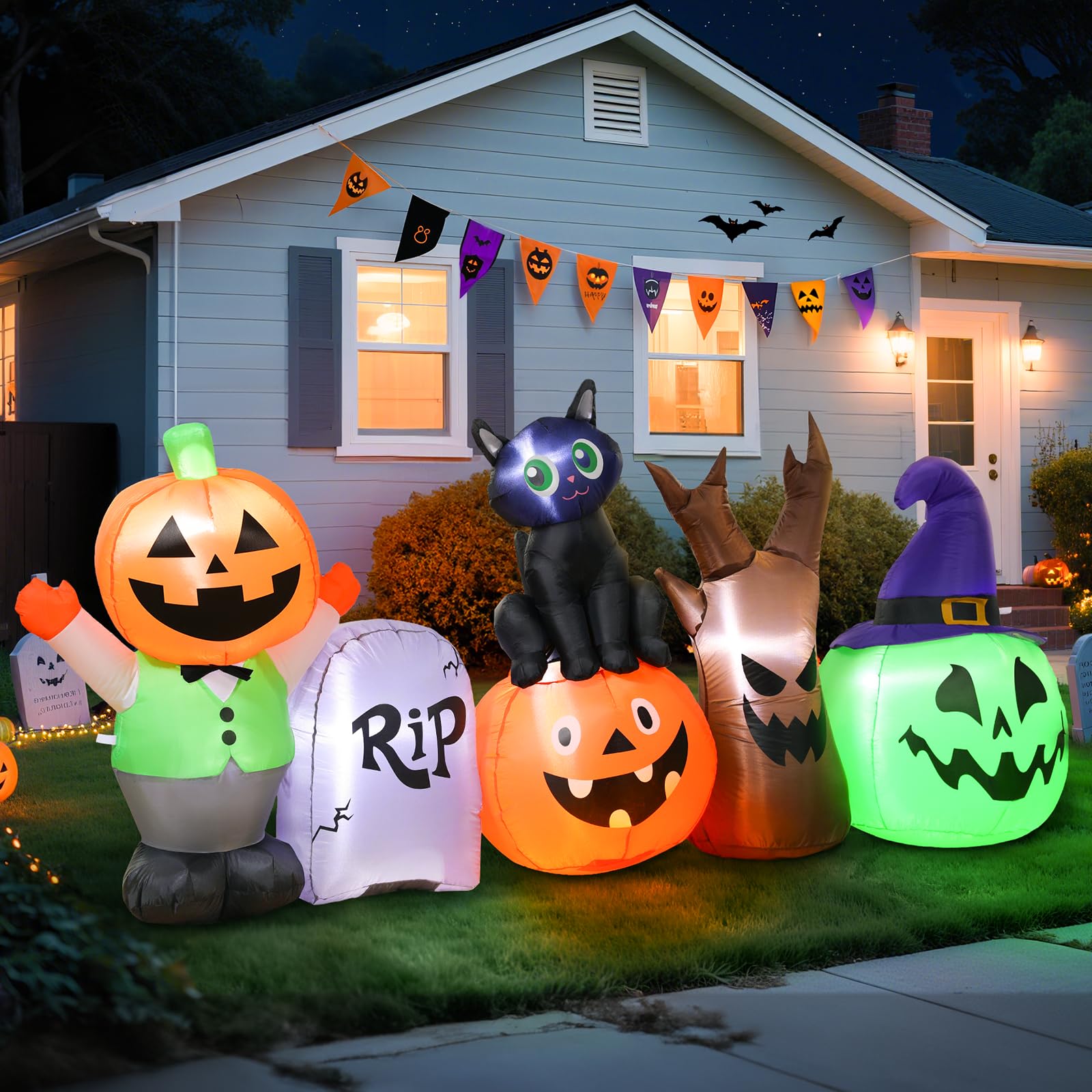 Dawdix front view showing pumpkin and black cat creating welcoming curb appeal