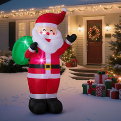 Dawdix inflatable Santa front view showing festive costume and gift sack, adding curb appeal