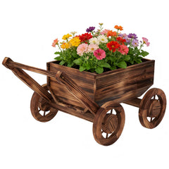 Dawnyard front view wagon planter showing rustic charm and display benefit