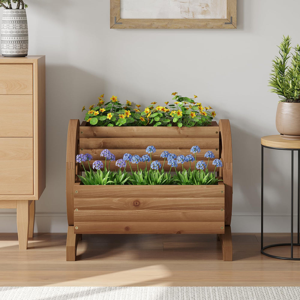 Dawnyard wagon styled on indoor shelf enhancing decor while holding herbs