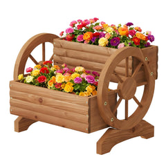 Dawnyard front view of wagon planter showing rustic curb appeal and planting benefit