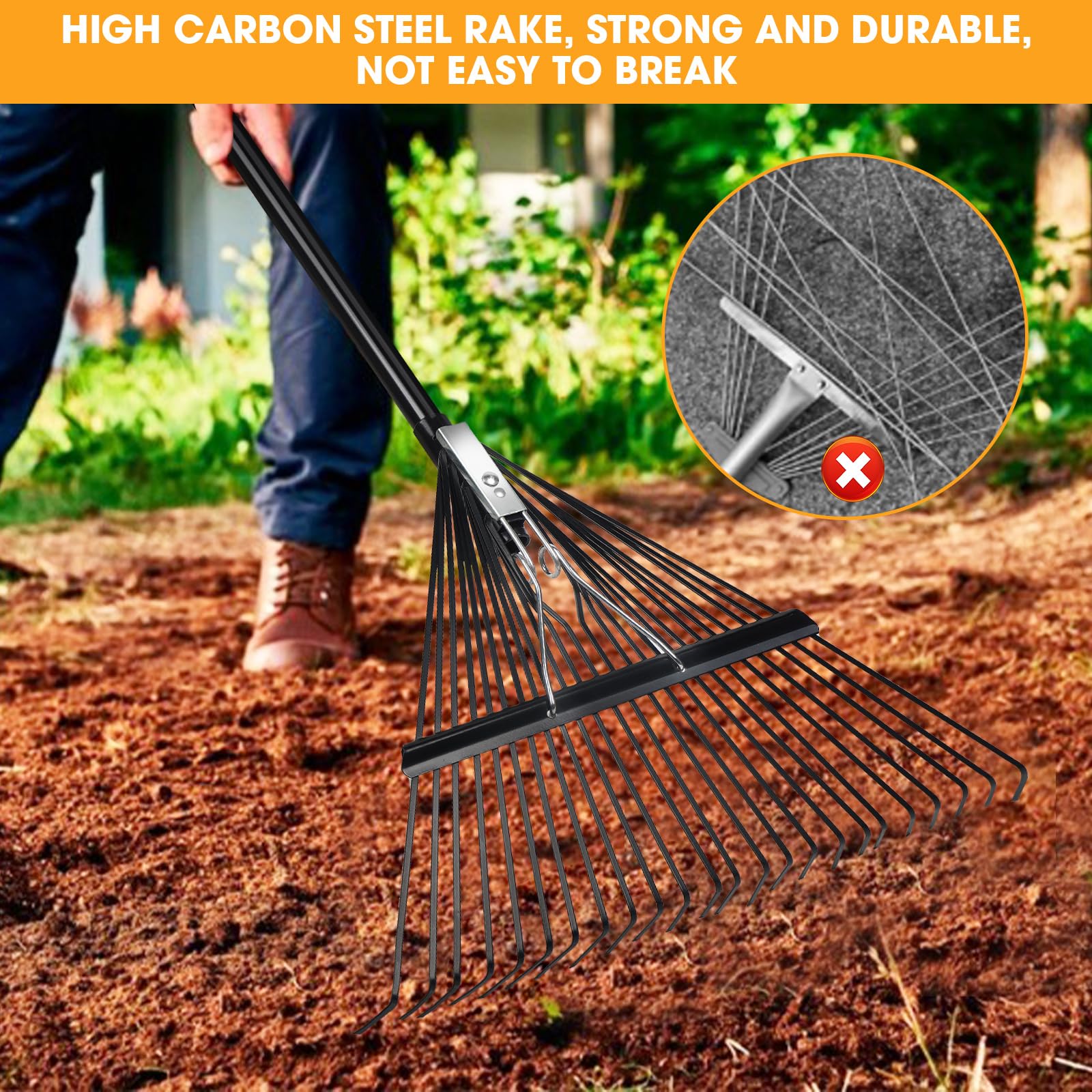 Daxguard collapsed rake illustrating compact storage and transport convenience