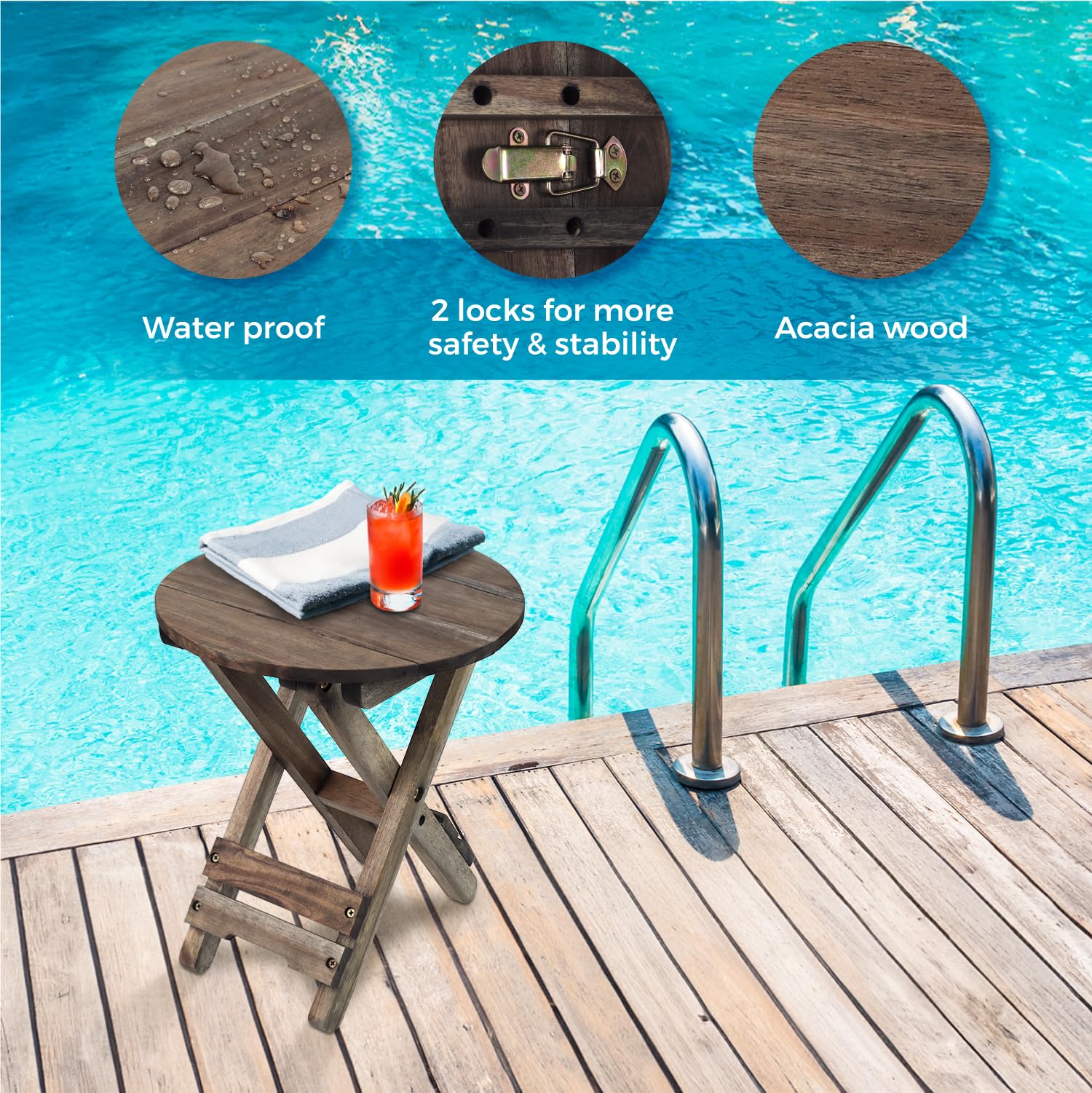 DAXULY in-use on patio holding coffee demonstrating outdoor convenience