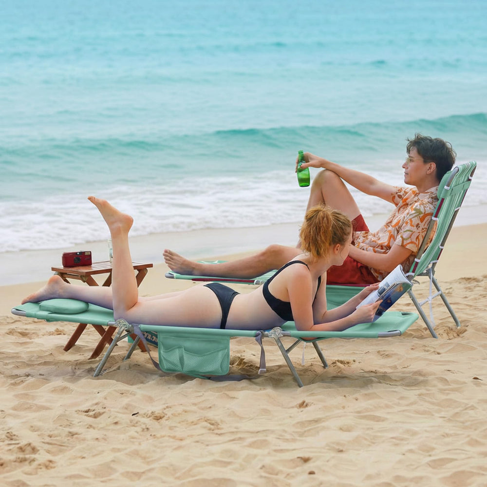 daystar SunnyFeel on a sandy beach in use for portable outdoor relaxation
