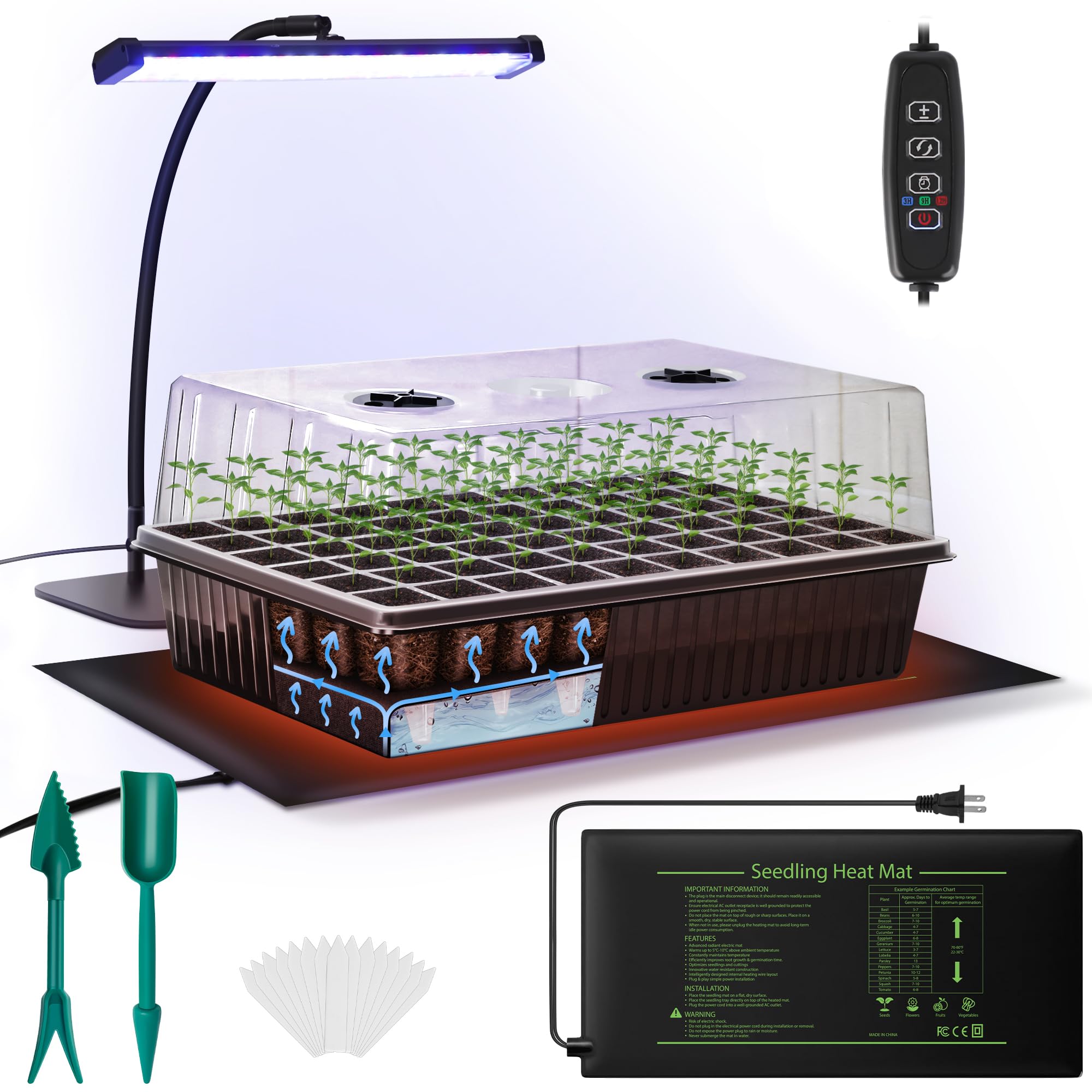 DazSpirit front view of 60-cell tray showing organized seed layout and benefit of high capacity