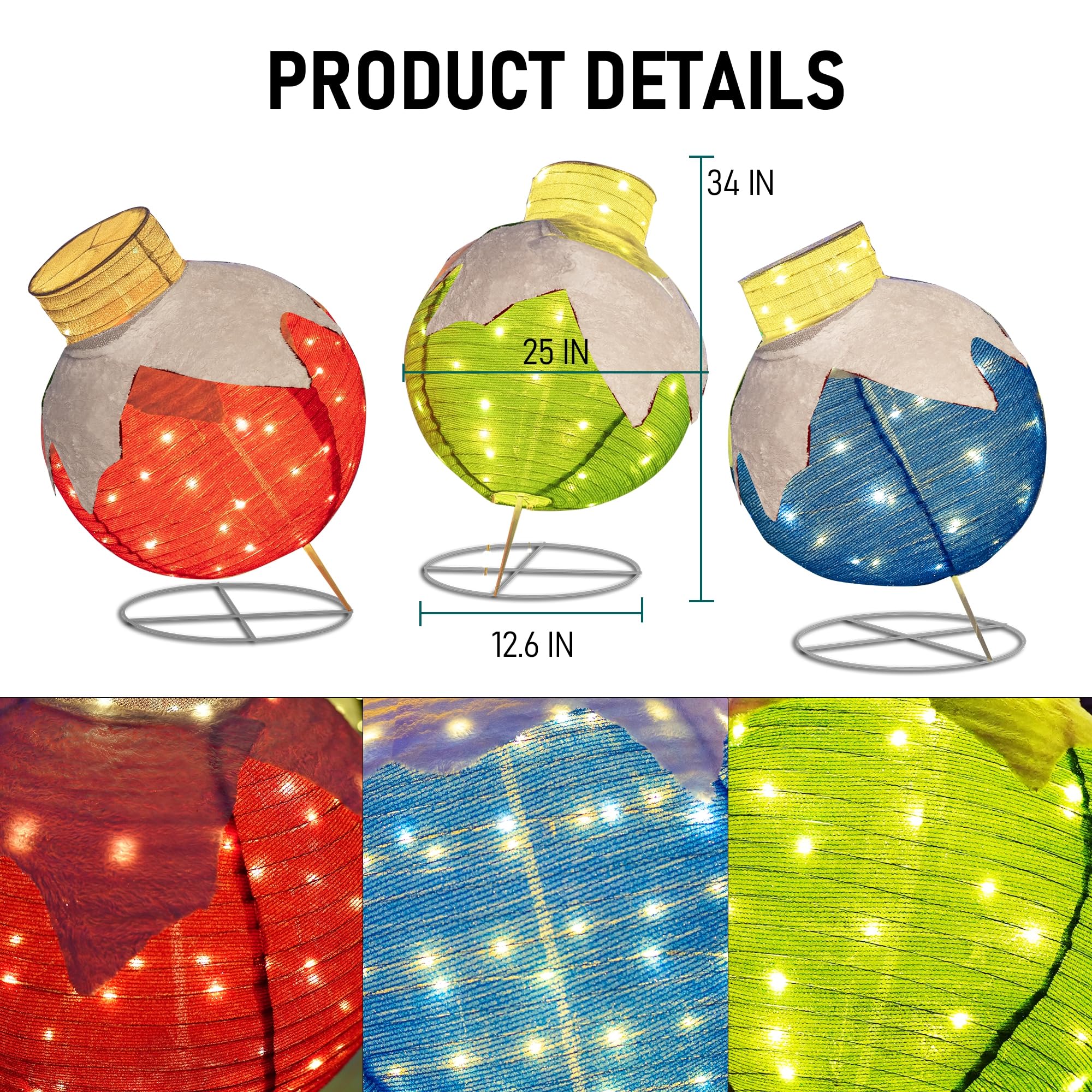 Dazzle Bright collapsible ball folded flat for compact holiday storage