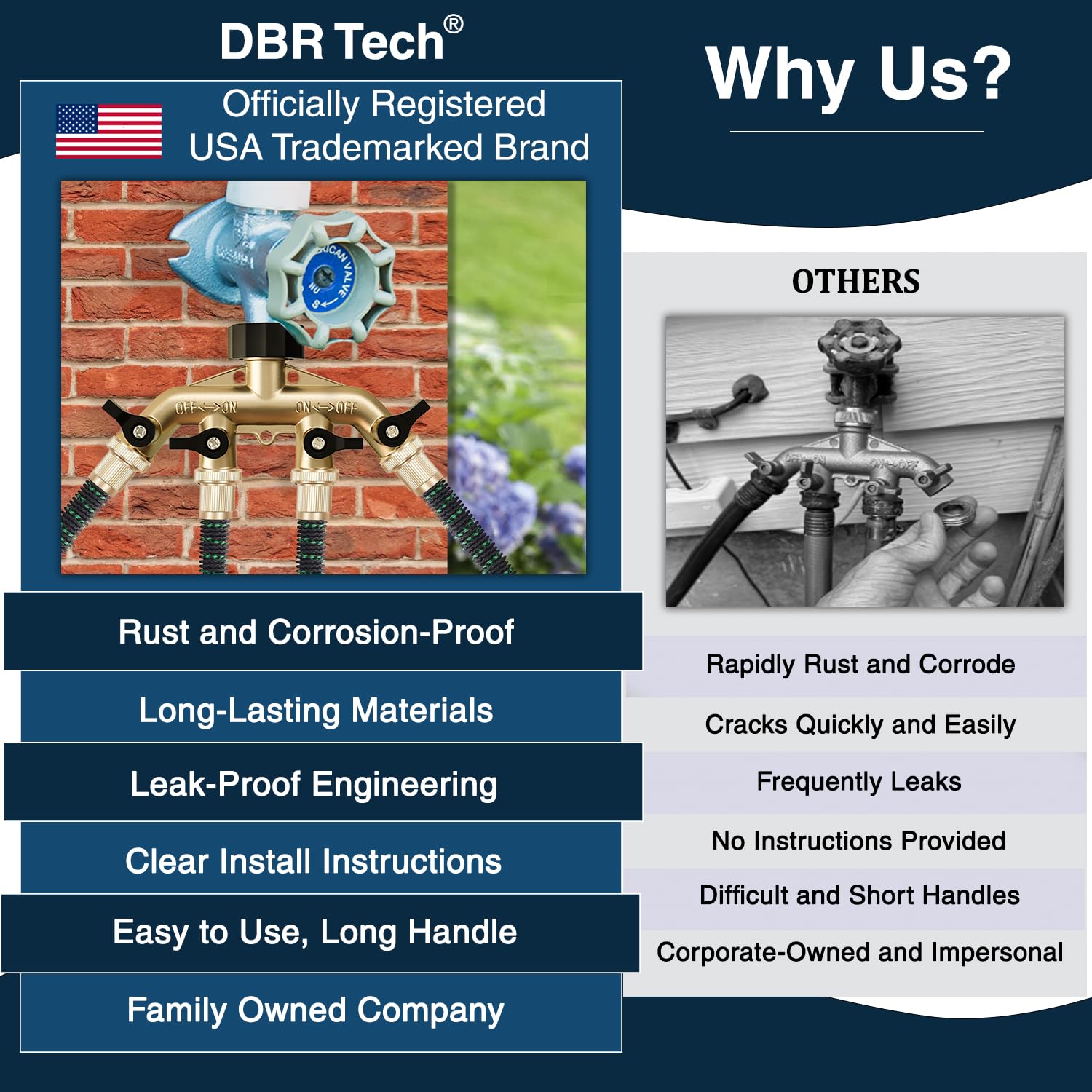 DBR Tech splitter in garden running multiple hoses for flexible watering