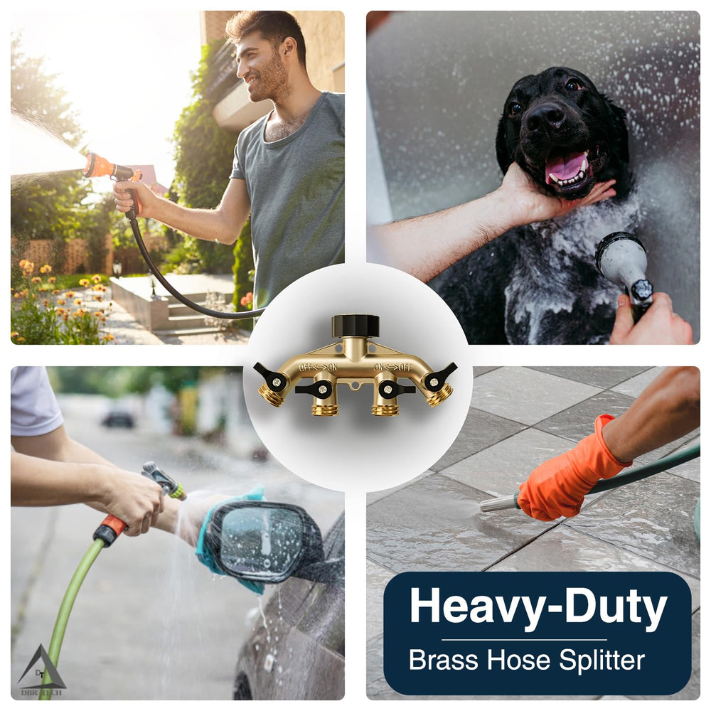 DBR Tech splitter in backyard lifestyle scene for multi-tasking outdoor chores