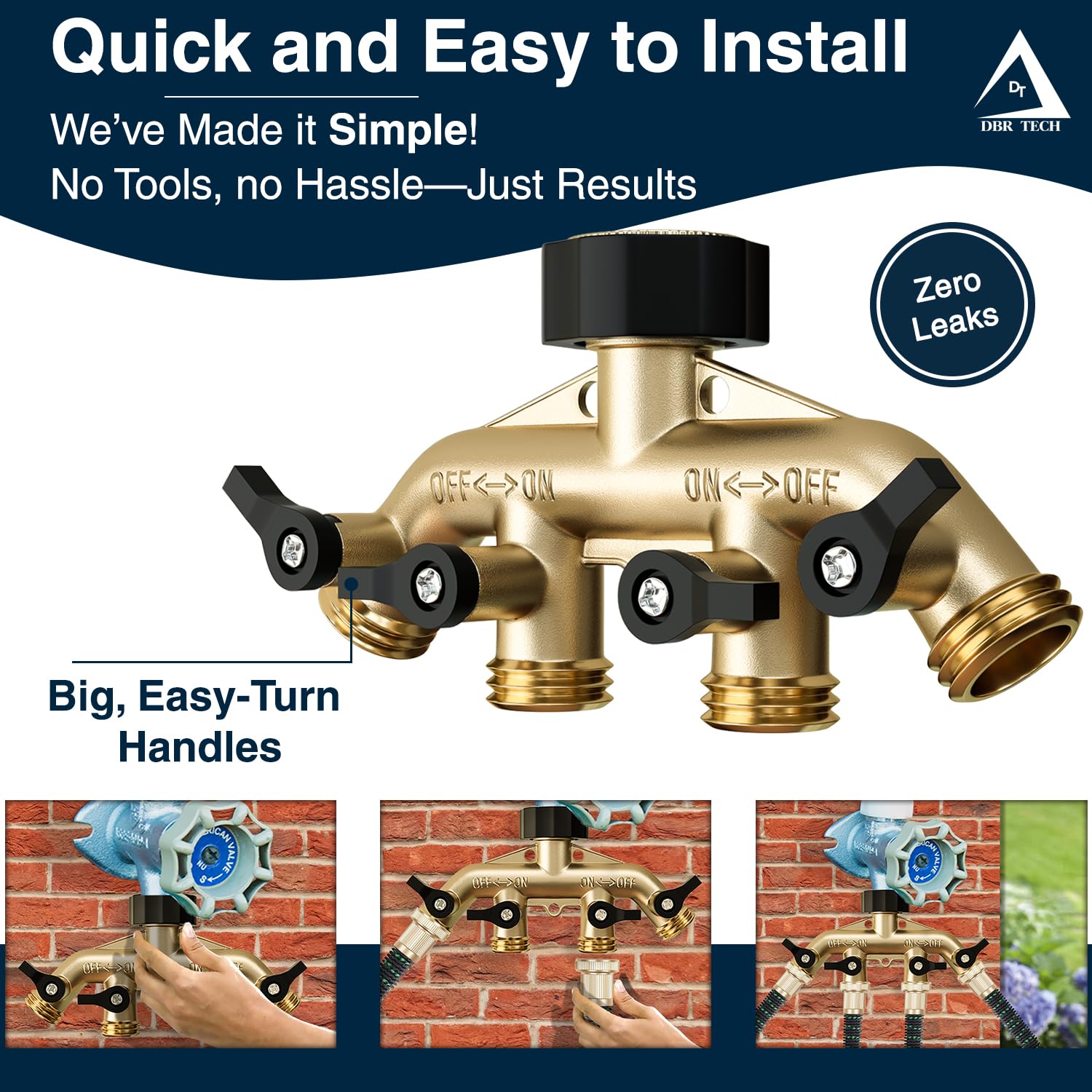DBR Tech threaded inlet and rubber washer detail for leak-resistant secure fit