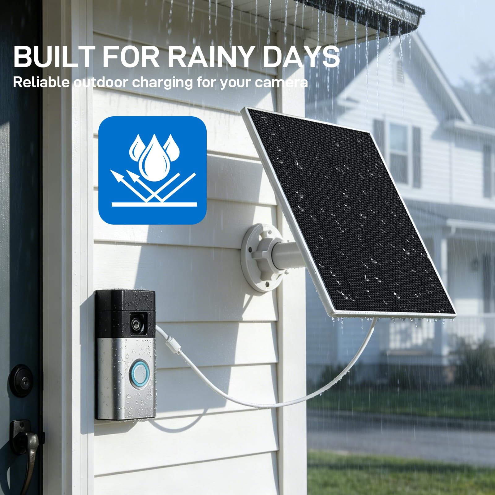 DCDG charging cable connected to Ring Doorbell demonstrating easy, steady power delivery