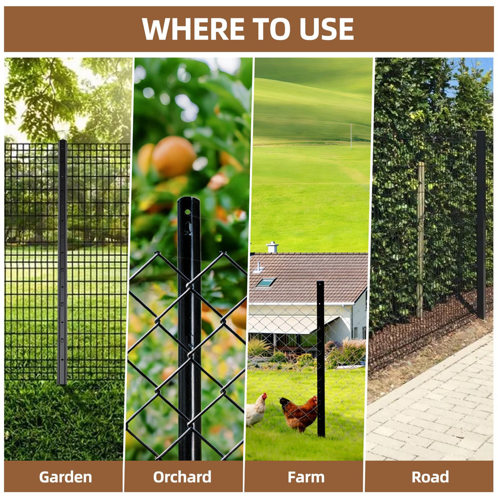 DCLFIRMX posts installed around yard in lifestyle scene offering tidy perimeter protection