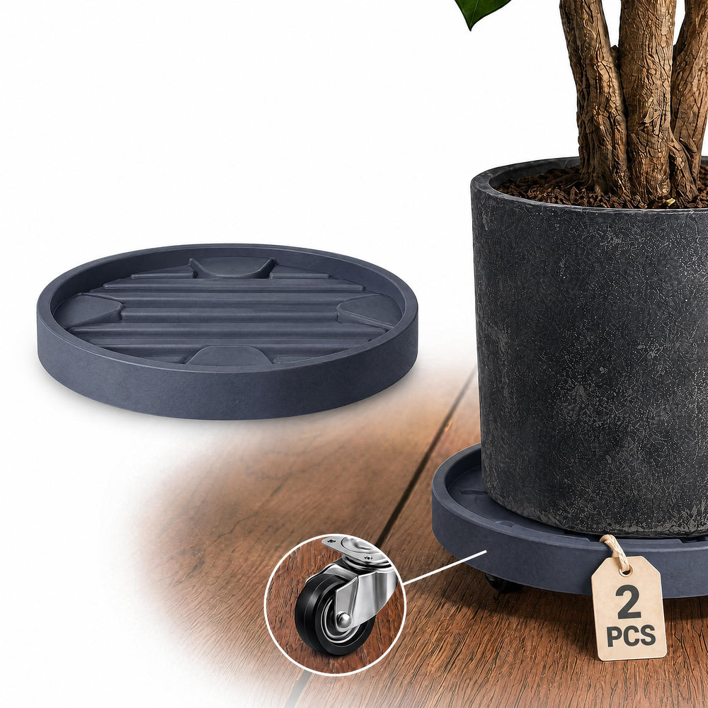 Dcpes front view of 12-inch plant caddy showing sleek design and stability