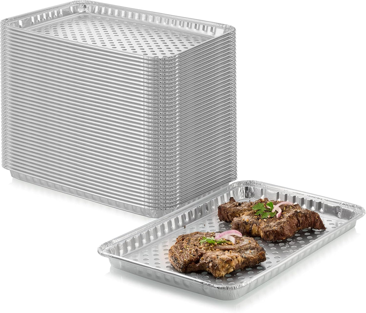 DCS Deals grill topper pack front view showing tray shape and size, simplifies cleanup