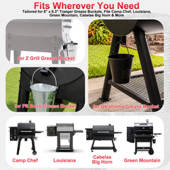 DcYourHome BAC608 installed in Traeger grease bucket protecting interior from grease