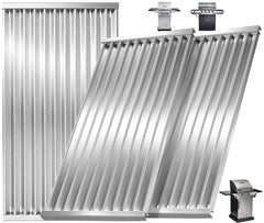 DcYourHome emitter plates front view showing full stainless steel coverage and even heating