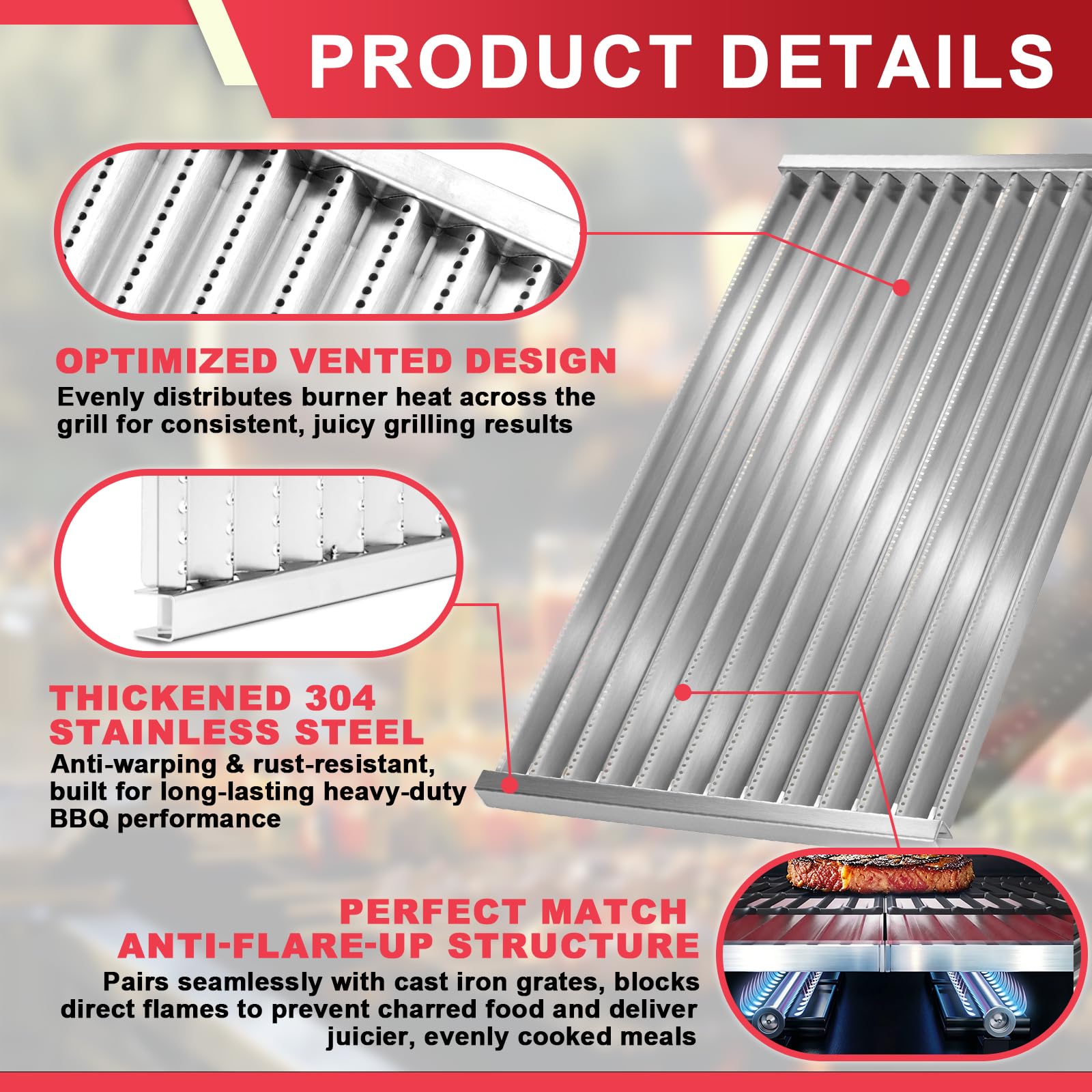 DcYourHome emitter plates installed in a grill for even heat distribution