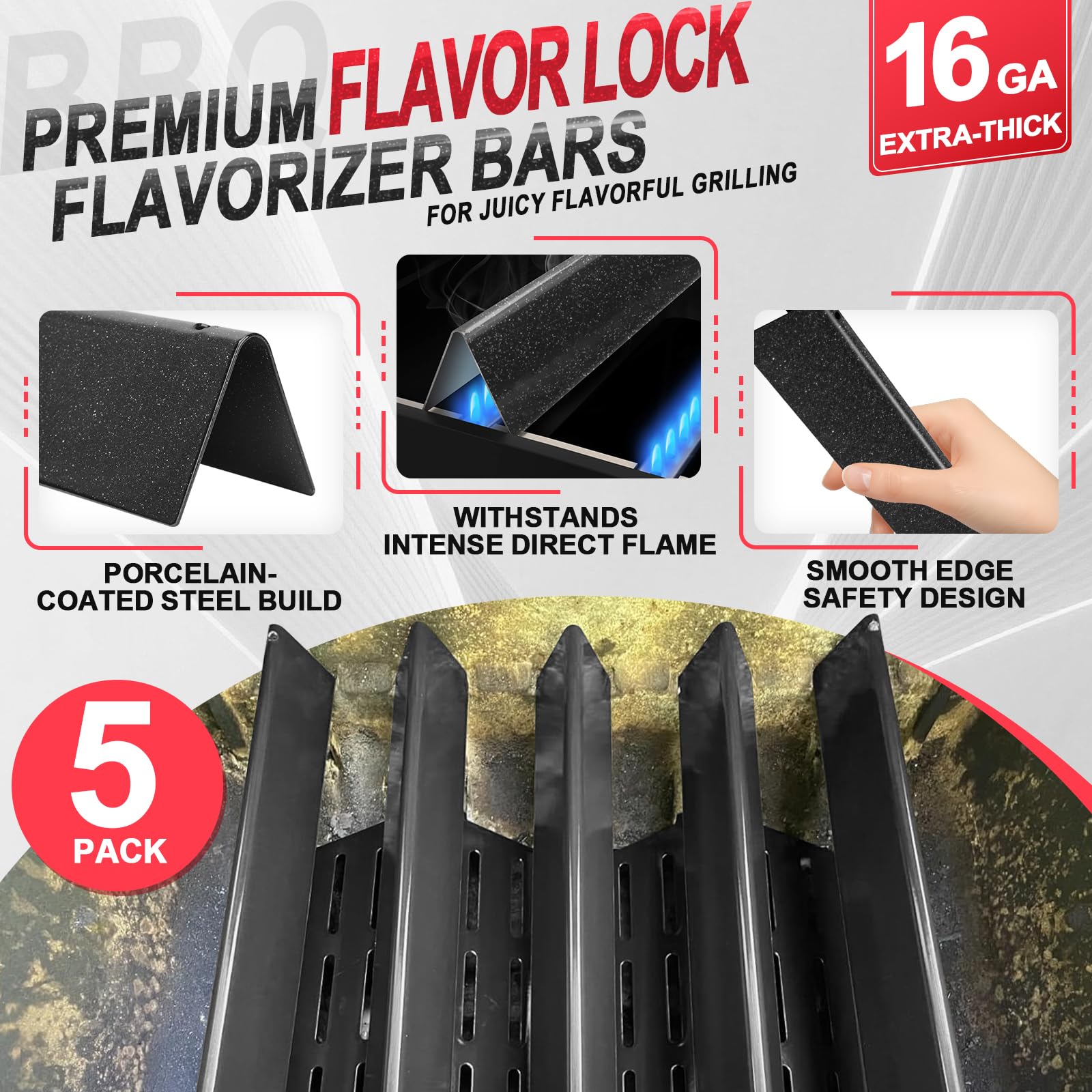 DcYourHome flavorizer bars close-up showing stainless texture and even heat protection benefit