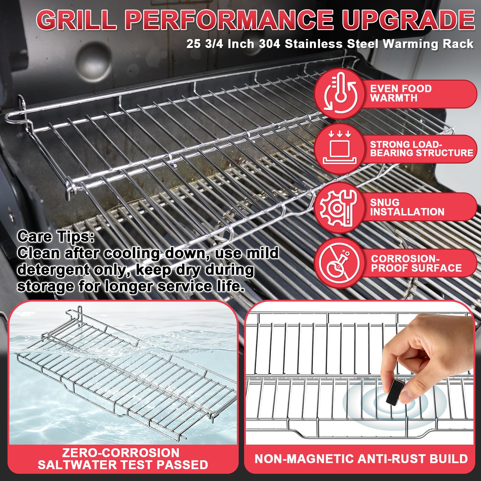 DcYourHome warming rack holding heavy dishes showing strong load capacity