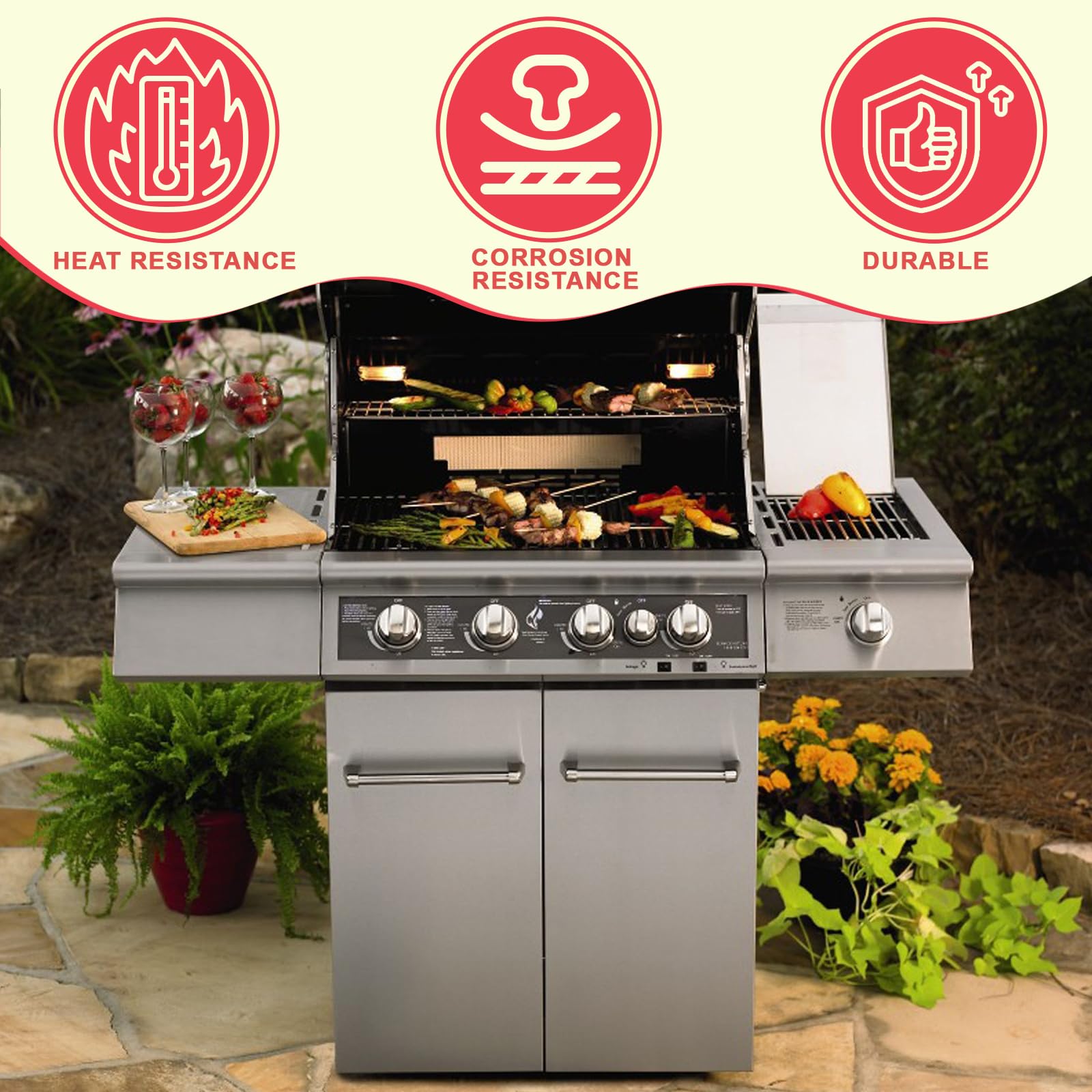 DcYourHome grate installed in grill demonstrating improved cooking performance
