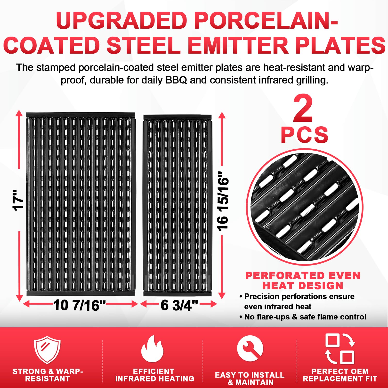 DcYourHome emitter plates installed in grill restoring even infrared cooking