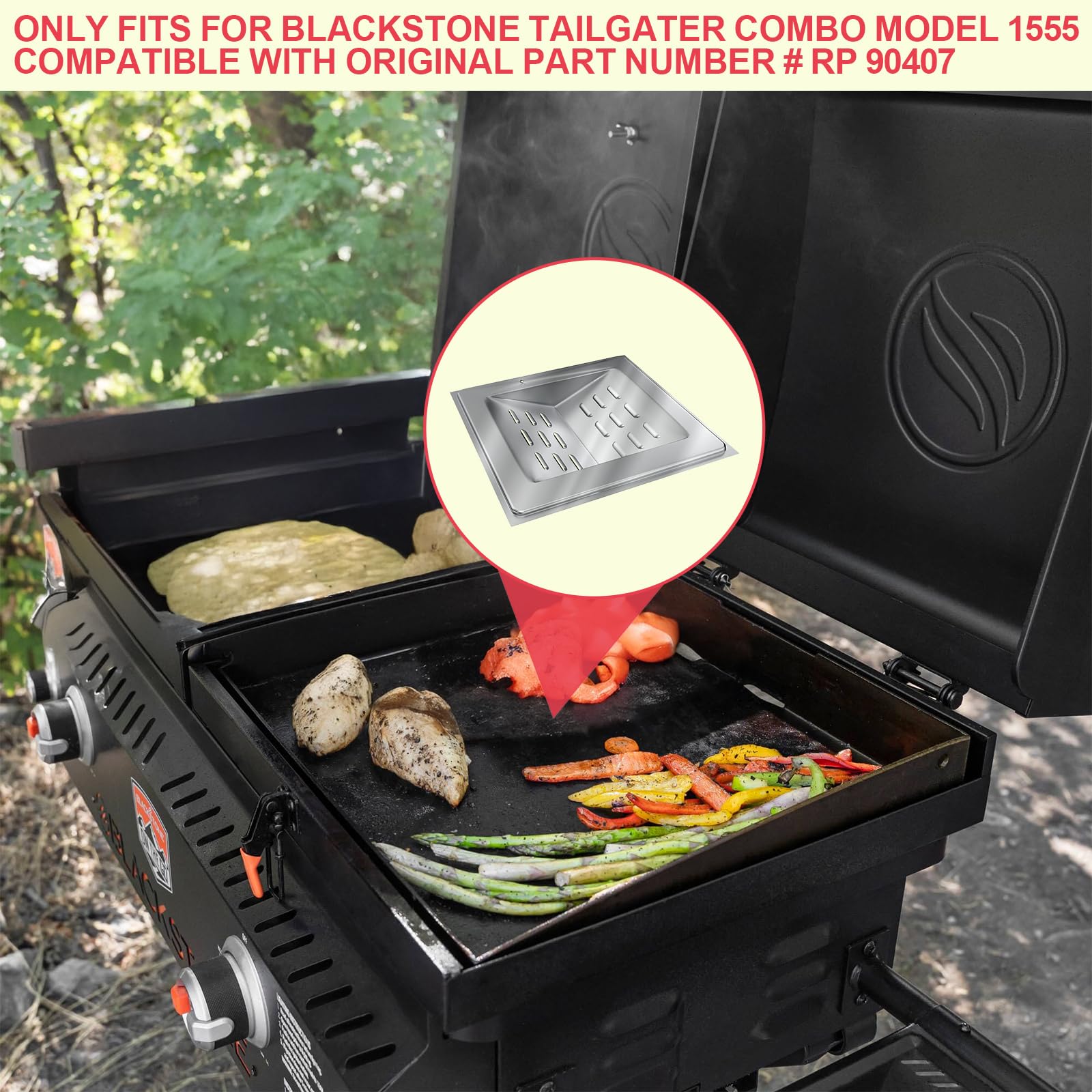 DcYourHome installed heat shield on Blackstone Tailgater demonstrating improved flame control